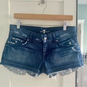 7 for All Mankind Denim Shorts - Size 27 - Cut Off With Floral Pockets